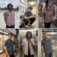 Chemise à carreaux personnalisée pour homme à manches courtes, effet vieilli, délavée à l'acide, patchwork étoile, style streetwear, hip-hop, grunge, rétro, coupe oversize, boutonnée
