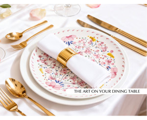 Assiette décorative en céramique de porcelaine fine jaune rose pastoral européenne pour banquets de mariage et fêtes - Product Image 3