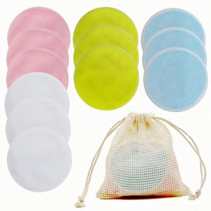 Tampons démaquillants réutilisables en coton lavables écologiques pour tous types de peau avec sac en filet pour le rangement et les cadeaux - Product Image 2