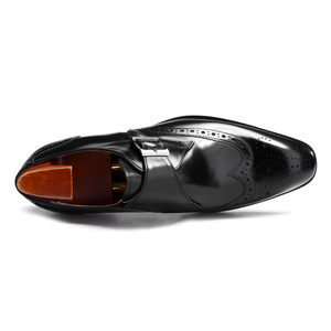 Chaussures <span class=keywords><strong>Derby</strong></span> Formelles de Mariage F64-KH6 en Cuir de Vachette Pleine Fleur, Sculptées à la Main, Bouton Unique, Qualité Supérieure et Luxe - Product Image 2