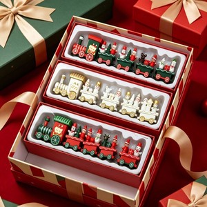 Décorations de train en bois peint, cadeaux de Nouvel An pour enfants très demandés et décoration de la maison, train de Noël - Product Image 4