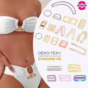 Anneaux de soutien-gorge en métal réglables et boucle coulissante pour maillot de bain - Product Image 1