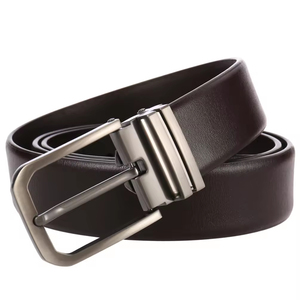 Novo Cinto Masculino Reversível de Couro com Fivela Rotativa, Cintos de Couro Genuíno para Homens, Cinto Clássico para Negócios e Vestuário Formal, Preto e Café - Product Image 5