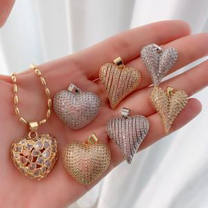 Collar con colgante de plata chapado en oro de 18 quilates, joyería de moda <span class=keywords><strong>para</strong></span> mujer, novedad en collar de corazón, venta al por mayor - Product Image 1