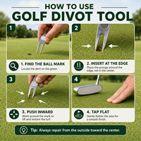 Outil de réparation de divots de golf rond en métal de luxe, personnalisé, avec logo de club de golf et marqueur de balle, vente en gros