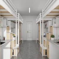 Lit superposé en métal de qualité supérieure pour dortoir, taille Queen, respectueux de l'environnement, avec escalier, pour usage scolaire