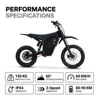 Expédition rapide depuis l'entrepôt américain, Vélo tout-terrain électrique Surron pour adultes, 48V 3200W de puissance de pointe, 150kg, 60N.m