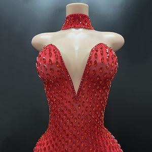 Abiti da Compleanno con Diamanti Rossi per Donne, Eleganti Vestiti da Sera per Feste, Abbigliamento per Fornitori, Abiti per <span class=keywords><strong>la</strong></span> Madre della Sposa - Product Image 3