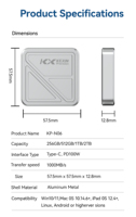 SSD Eksternal Portabel 1000MB/s dengan Aluminium Tipe-C Mobile Solid State Drive untuk PC Mac Ponsel LOGO Kustom dan OEM M.2 NVME SSD