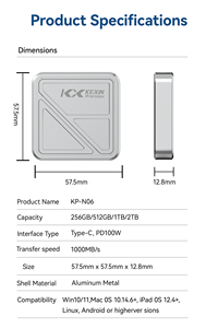 Draagbare externe SSD van 1000MB/s met aluminium Type-C mobiele solid state drive voor PC, Mac, telefoon, aangepaste LOGO en OEM M.2 NVME SSD - Product Image 6