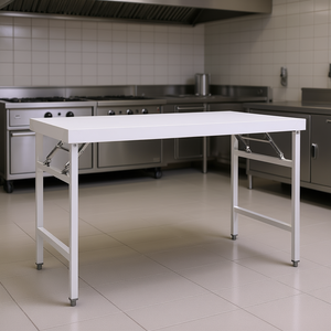 Commercial Kitchen Folding <b>Work</b> <b>Table</b> 47.2x24x32 In Steel Fabrication Polished Finish Freestanding - Product Image 2