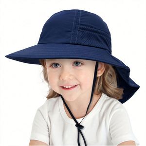Sombrero de Sol para Bebé con Protección para el Cuello, Gorras de Playa para Niños y Niñas, Ajustables, de Ala Ancha, Protección UV, de 1 a 12 Años, Regalos Promocionales para Niños - Product Image 1