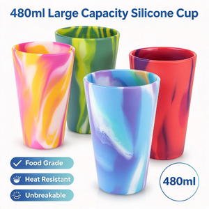 Vaso de Silicona de Grado Alimenticio de 480 ml, de Gran Capacidad, Resistente al Calor, con Diseño Tie Dye, Irrompible, Reutilizable y Ligero - Product Image 5