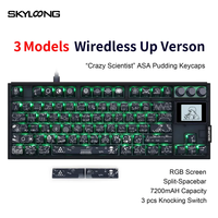 Skyloong Keyboard Gaming Mini, papan kunci nirkabel berkabel RGB menyala dengan lampu latar 1 buah Keyboard bermain game PC