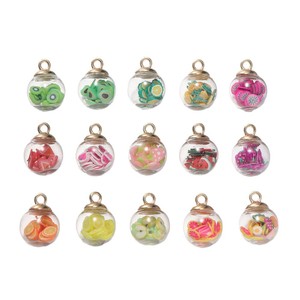 Pendentif en verre en forme de fruit en argile polymère transparente, 16x22mm, accessoire de bijoux à faire soi-même pour bracelet, collier, porte-clés - Product Image 5
