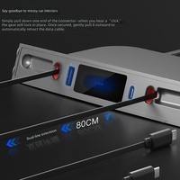 Station d'accueil centrale pour voiture avec charge rapide PD, hub USB Type-C et câble rétractable pour accessoires intérieurs Model 3/Y/YL