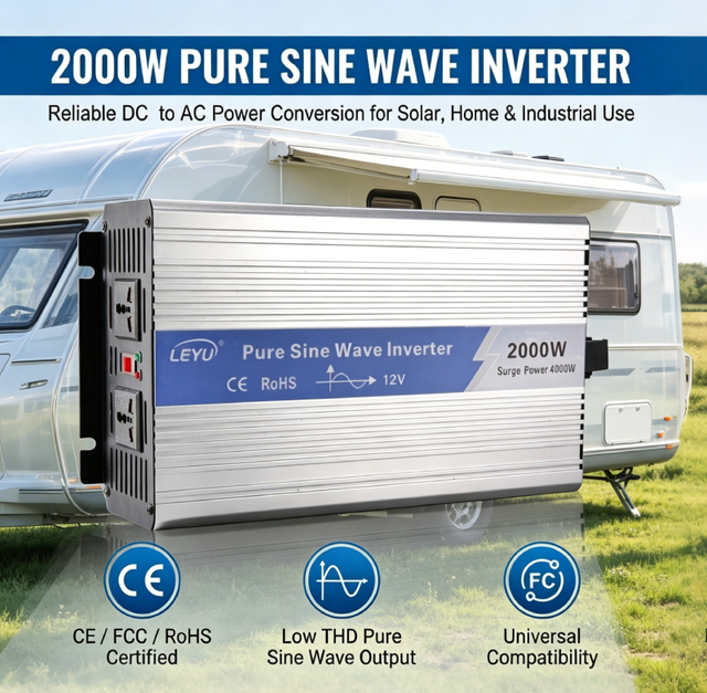 2000W Pure Sine Wave Power Inverter Home Use 220V 12V 24V off Grid Inverters for air Conditioner