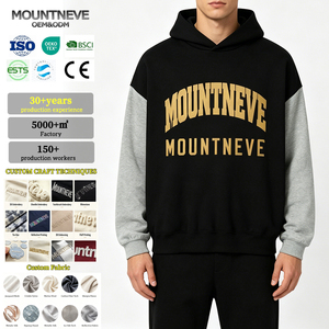 Bespoke Dense Knit Cotton-Rich Terry <strong>Fleece</strong> Color Block Drop Shoulder Streetwear <strong>Mens</strong> Relaxed Fit Color Block Sleeve <strong>Jumper</strong> OEM - Product Image 1
