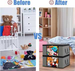 Fabric Multifunction Square Modern Grey 6 Bed Set Storage <b>Bags</b> for Clothes Organizer with Reinforced Handle - Product Image 3