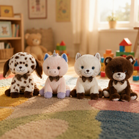 Peluche en coton biologique Super Douce, Rembourrage en coton PP, Modèle Assis Quatre Animaux (Chien, Licorne, Chat, Ours en Peluche), Anti-stress