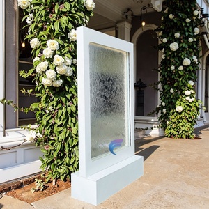 Fontana di nozze ingresso tavolo di benvenuto supporto in vetro trasparente in esecuzione LED cascata sfondo acqua segno di benvenuto - Product Image 6
