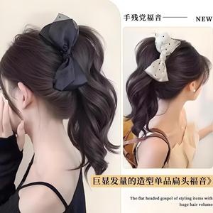Ponytail <b>Clip</b> For Girls Natural Polka Dot Mesh <b>Bow</b> Hair Volume Enhancement <b>Clip</b> - Product Image 3