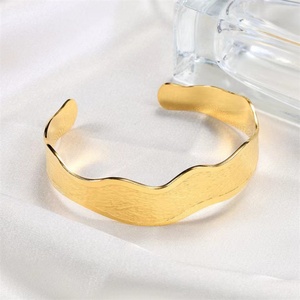 Non Tarnish Jewelry Women Charm Titanium Steel Irregular Chunky <b>Bangle</b> <b>Bracelets</b> for Women - Product Image 4