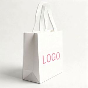 Factory Price Printed Elegant Logo Luxury Boutique Shopping Paper <b>Bag</b> Custom Logo White Paper Gift <b>Bags</b> With Ribbon Handles - Product Image 2