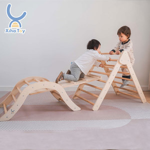 Set Triangolo di Pikler in Legno XIHA con Rampa, Triangolo da Arrampicata Pieghevole per Bambini, Set da Palestra Montessori per Interni - Product Image 1