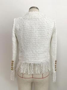 Nanchang Xihui <span class=keywords><strong>giacca</strong></span> da donna in <span class=keywords><strong>Tweed</strong></span> <span class=keywords><strong>di</strong></span> lana con frange stile caldo con bordo a baffi donna abito da donna bianco - Product Image 5