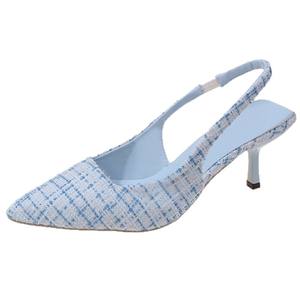 Nouvelles chaussures de mariage Xiuhe françaises confortables en cuir véritable à talons hauts, bout pointu, talons fins, boutons carrés et strass, semelle en caoutchouc - Product Image 1