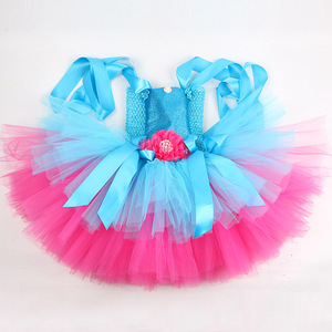Vestido de Princesa Azul de Halloween para Niñas, Disfraz de Elfo Troll para Niños, Vestido de Princesa en Capas para Niñas - Product Image 6