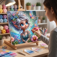 Peinture Diamant 5D Papillon Fée Mignon Fleur Kit Complet DIY Personnalisé pour Adultes Enfants Cadeau 50x50cm