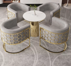 Ghế ăn nhà hàng kim loại, ghế sofa salon, ghế ăn hiện đại phong cách Bắc Âu bằng thép không gỉ, ghế ăn bọc nhung - Product Image 2