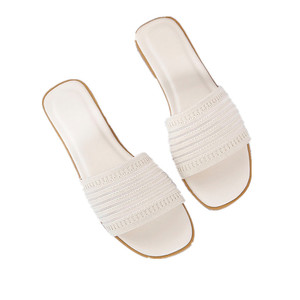 Flat Slippers for Women Wearing Summer New Fashion Net Red Knitting - Line Student Lazy Drag - Product Image 5