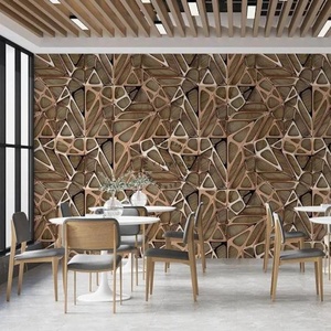Wood Oak Background <strong>Wallpaper</strong> 3D Gold Metal <strong>Checkered</strong> Mural - Product Image 4