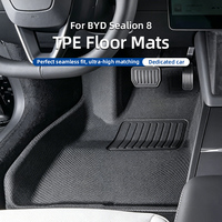 Tapis de sol de voiture et tapis de coffre TPE 5 mm d'épaisseur, imperméables, écologiques, entièrement enveloppants, pour BYD Tang L Atto 8 RHD, 4 pièces