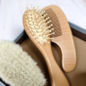 Eco Friendly Hot Sales Customize LOGO <strong>Baby's</strong> <strong>Brush</strong> and Comb Soft Wool Bristles <strong>Hair</strong> Care Set for <strong>Baby</strong> - Product Image 6