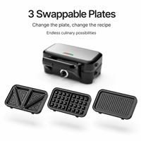 Machine à gaufres belges double électrique professionnelle mini, presse à panini 3-en-1 antiadhésive détachable personnalisée