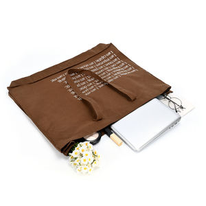 Tas Tote kain katun kapasitas besar dengan Logo kustom tas Tote kanvas ekstra besar Natural bordir - Product Image 5