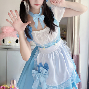 Disfraz de Maid Estilo Anime Japonés, Vestido Loli Azul de Poliéster, Conjunto de Disfraces para Mujer, Juego de Roles - Product Image 4