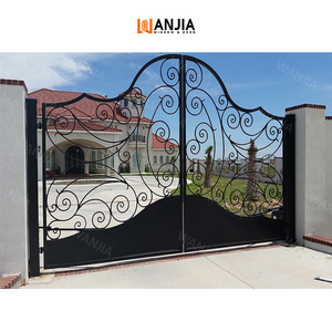 Cửa chính nướng thiết kế cổng bên ngoài phía trước nhập cửa thép chính đường lái xe cổng bất động sản rèn sắt cổng - Product Image 3