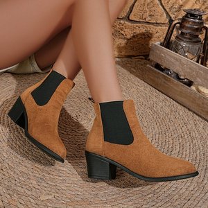 Novas Botas Curtas <span class=keywords><strong>Oversized</strong></span> 901, Botas Femininas de Camurça com Salto Médio Elástico, Moda Outono e Inverno - Product Image 2