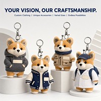 Porte-clés en peluche Corgi Robo Gear personnalisé OEM ODM, jouet doux, cadeau promotionnel, cadeau de culture de marque, commande en gros, technologie IA