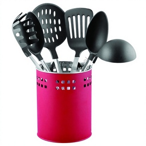 Ensemble d'outils de cuisine en acier inoxydable avec support en métal pour la vaisselle - Product Image 1