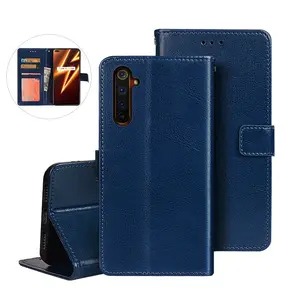 2021 비즈니스 스타일 PU 커버 플립 케이스 카드 지갑 휴대 전화 지갑 oppo realme 6 pro 하드 전화 케이스
