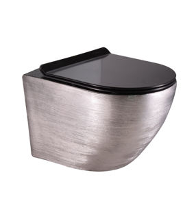 Toilette suspendue murale en céramique Tornado sans rebord, plaquée or, garantie 20 ans, WC doré - Product Image 5