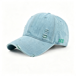 Casquette Dad Hat Unisexe en Coton Délavé Effet Vieilli à 6 Panneaux avec Broderie ACE, Visière Courbée et Effet Usé, Style Décontracté à Lettres Courtes - Product Image 5
