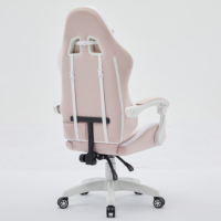 Chaise d'ordinateur en tissu de velours rose de style Racing 360 chaise de jeu ergonomique RVB pivotante confortable