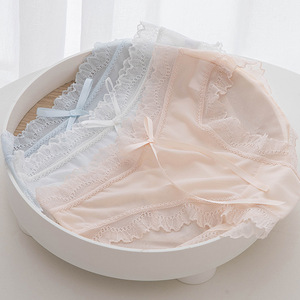 Sous-vêtements dames dentelle <span class=keywords><strong>Sexy</strong></span> mi-taille japonais Girly léger respirant dentelle - Product Image 3